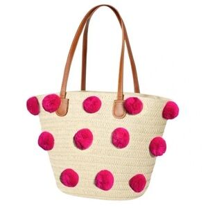 Klo Pom Pom Straw Tote Beach Bohemian Shopper Bag - Sold out at Nordstrom